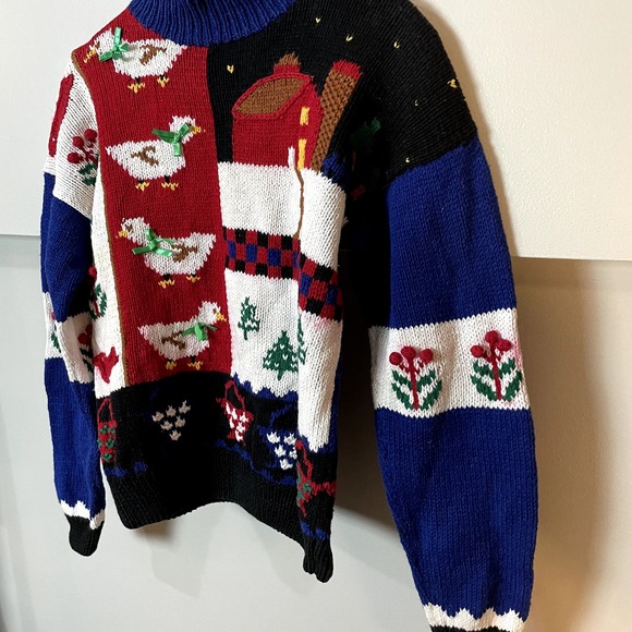 Vintage Duck & Barn Winter Christmas Holiday Knit Turtleneck Sweater Size Large - Picture 5 of 14
